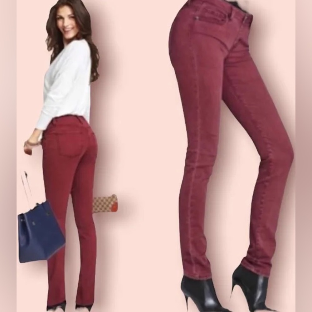 CAbi #126 Bordeaux Wash Curvy Skinny Jeans - size 8